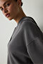 Anthracite Hooded Modal Crop Sweatshirt - 5