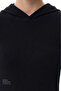 Black Hooded Ribbed Modal Sweatshirt - 3