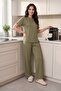 Soft Textured Crew Neck Elastic Waist Short Sleeve Pajama Set Women's Pajama Set 65720102