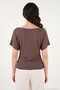 Normal Fit Bird Eye Staple Detailed Boat Neck Blouse Women's Bluz 5866997 - 7