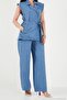 Double-Breasted Collar Tie Detail Wide Leg Suit Women's Suit 5866393 - 6