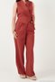 Linen Textured Double-Breasted Vest Suit with Tie Detail for Women Suit 6929184 - 6