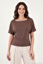Normal Fit Bird Eye Staple Detailed Boat Neck Blouse Women's Bluz 5866997 - 4