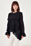 Ruffle Relaxed Fit Long Sleeve Round Blouse Women's Blouse 6835049 - 2