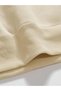 Men's Beige Reverse Stitch Detailed Crew Neck Hoodless Winter Sweatshirt - 4