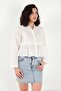 Hakim Collar Lace Detailed Striped Shirt Women's Shirt 6982214 - 3