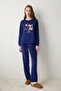 Winter Day Navy Blue Sweatshirt Pajama Top - 2