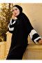 Striped Balloon Sleeve Knitting Teseture Dress - Black - Sahra Butik - 7