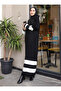 Striped Balloon Sleeve Knitting Teseture Dress - Black - Sahra Butik - 2