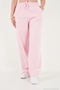 Cotton Waist-Tied High Waist Wide Leg Regular Fit Pants with Pockets Women's Pants 668Yp4 - 2