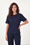 Soft Textured Crew Neck Elastic Waist Short Sleeve Pajama Set Women's Pajama Set 65720102 - 3