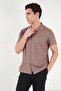 Cotton Blend Striped Textured Regular Fit Short Sleeve Shirt Men's Shirt 5904037 - 5