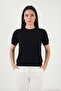 Soft Textured Crew Neck Short Sleeve Knitwear Blouse Women's Bluz 4617054 - 3