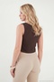 Cotton Regular Fit V-Neck Button Detailed Summer Blouse Vest Women's Vest 5866661 - 7