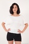 Normal Fit Bird Eye Staple Detailed Boat Neck Blouse Women's Blouse 5866997 - 2