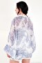 Shawl Patterned High Collar Lace Detailed Shirt Women's Shirt 6835119 - 7