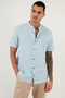 Linen Look Collar Short Sleeve 100% Cotton Shirt Men's Shirt Cf21s113899 - 3