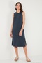 Regular Fit Crew Neck Slit Detailed Basic Midi Dress Women's Dress 5866160 - 3