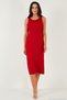 Ribbed Slim Fit Crew Neck Slit Midi Dress Women's Dress 5866101 - 3
