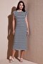 Regular Fit Crew Neck Striped Midi Dress Women's Dress 5866105 - 2