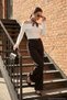 Wide Leg High Waist Curled Detailed Wide Leg Belted Trousers Women's Pants 6923841