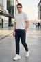 Slim Fit Normal Waist Tapered Leg Trousers Men's Pants 6841483