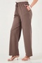 Cotton Waist-Tied High Waist Wide Leg Regular Fit Pants with Pockets Women's Pants 668Yp4 - 5
