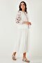 Cotton Regular Fit Balloon Sleeve Embroidered Blouse Women's Bluz 6110936 - 3