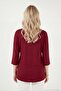 Crew Neck Three Quarter Sleeve Blouse Women's Bluz 5861416Y - 7