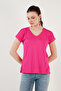 V-Neck Relaxed Fit Slit Blouse Women's Bluz 5862000 - 4