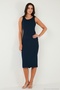Ribbed Slim Fit Crew Neck Slit Midi Dress Women's Dress 5866101 - 5