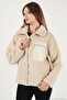 Regular Fit Classic Collar Chest Pocket Detailed Plush Cardigan Fleece Women's Polar 5866437 - 4