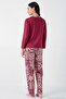 Patterned Regular Fit Lapel Collar Elastic Waist Wide Leg Pajama Set Women's Pajama Set 65714300 - 7