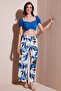 Patterned Elastic Waist Wide Leg Trousers Women's Pants 5869018 - 3