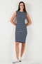 Cotton Slim Fit Crew Neck Striped Dress Women's Dress 5866168 - 5