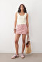 Women's 100% Cotton High Waist Pink Mini Jean Skirt