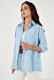 Cotton Regular Fit Shirt with Cut-Out Slit Detail Women's Shirt 6772920 - 5
