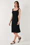 Stretch Slim Fit Square Neck Thick Strap Midi Length Dress Women's Dress 5866102 - 3