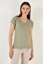 V-Neck Relaxed Fit Slit Blouse Women's Bluz 5862000 - 4