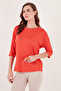 Crew Neck Three Quarter Sleeve Blouse Women's Bluz 5861416Y - 3