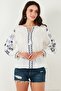 Cotton Regular Fit Balloon Sleeve Embroidered Blouse Women's Bluz 6110936 - 5