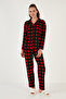 Patterned Elastic Waist Shirt Collar Woven Pajama Set Women's Pajama Set 6095660W4 - 2