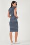 Cotton Slim Fit Crew Neck Striped Dress Women's Dress 5866168 - 7
