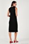 Regular Fit Crew Neck Slit Detailed Basic Midi Dress Women's Dress 5866160 - 7