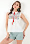 Cotton Regular Fit Embroidered Blouse Women's Bluz 611Bz0249 - 3