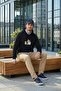 Cotton Regular Fit Printed Kangaroo Pocket Hooded Sweat Men's Sweat 6141004B