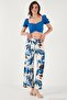 Patterned Elastic Waist Wide Leg Trousers Women's Pants 5869018 - 6
