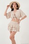 Cotton Regular Fit Ruffled Mini Muslin Shorts Skirt Women's Skirt 5866662 - 4