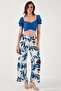 Patterned Elastic Waist Wide Leg Trousers Women's Pants 5869018 - 2
