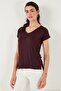 V-Neck Relaxed Fit Slit Blouse Women's Bluz 5862000 - 4